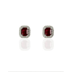 Rubis entourage diamants