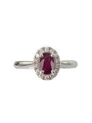 Rubis entourage diamants