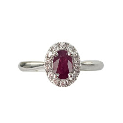 Rubis entourage diamants