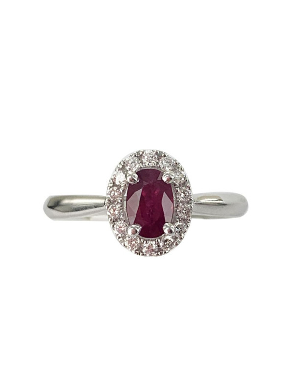 Rubis entourage diamants