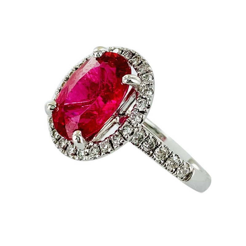 Tourmaline rose et diamants