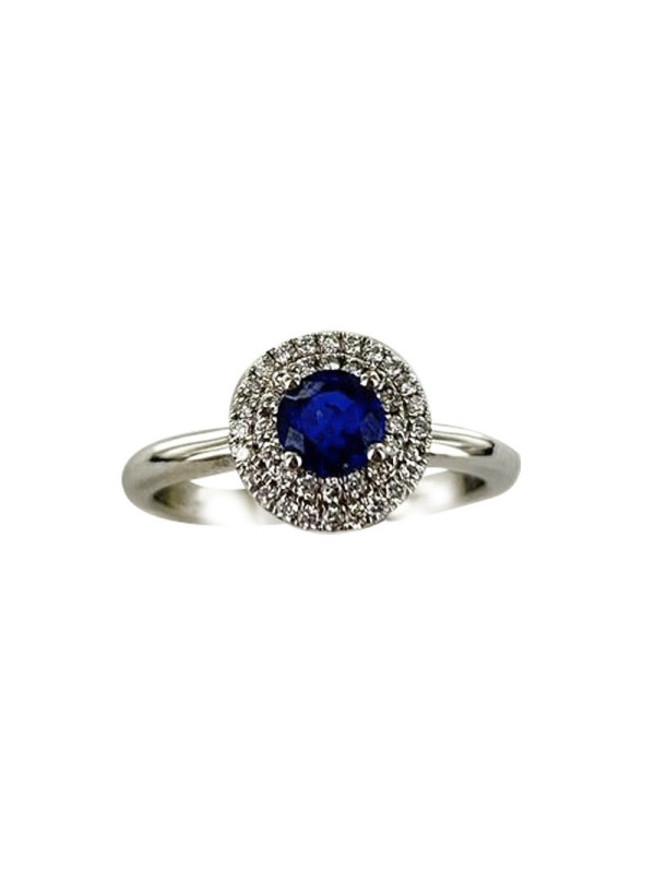 Saphir Ceylan Rond entourage Diamants
