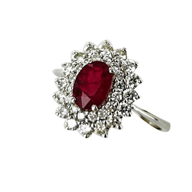 Rubis entourage Diamants