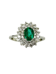 Fleur émeraude & diamants
