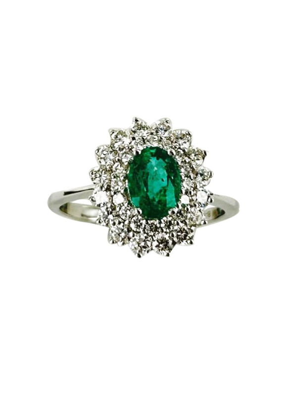 Fleur émeraude & diamants