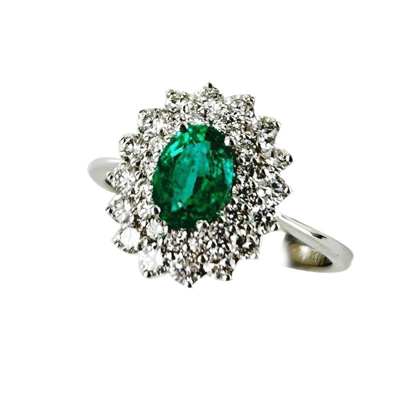 Fleur émeraude & diamants