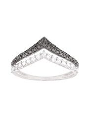 Bague V - Diam noirs & blancs