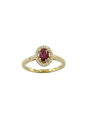 Rubis entourage diamants