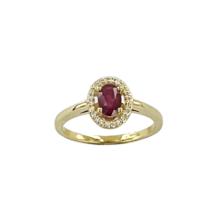 Rubis entourage diamants