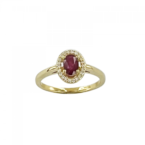 Rubis entourage diamants