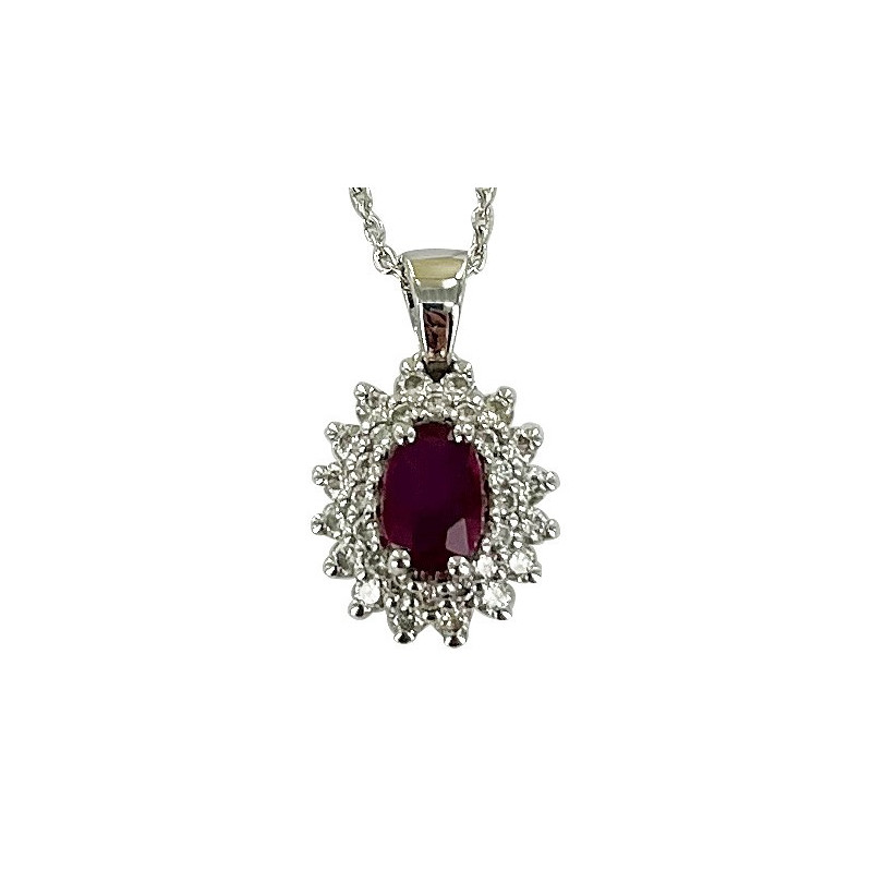 Rubis entourage diamants