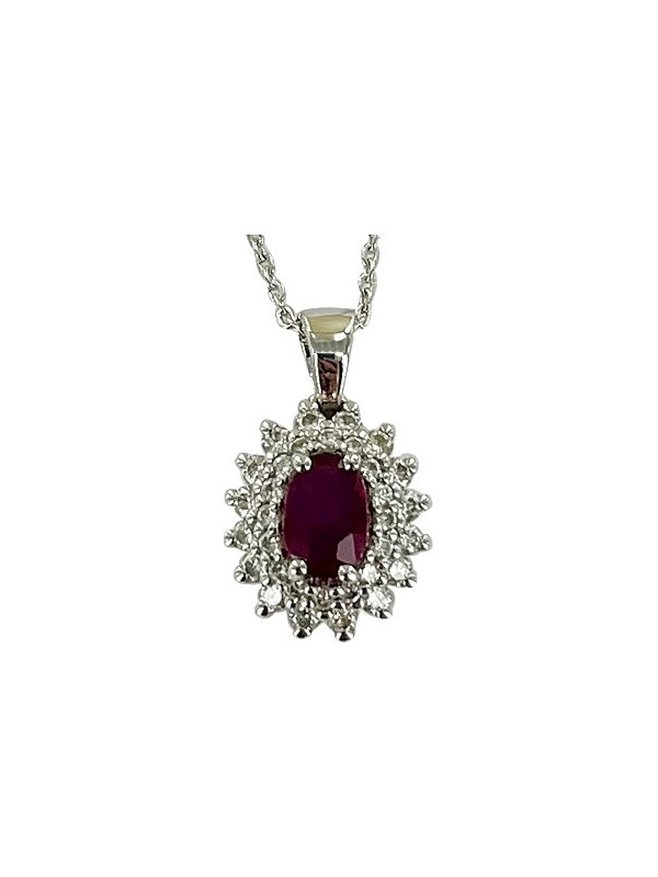 Rubis entourage diamants