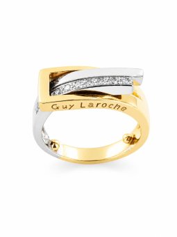Bague bicolore Guy Laroche occasion ligne de diamants