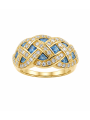 Bague en or jaune 750/1000ème tressée avec saphirs et diamants