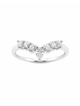 Bague en or blanc 750/1000ème En forme de V Diamants