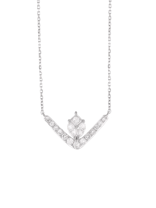 Collier diadème pavage diamants taille brillant, en or blanc 750/1000ème