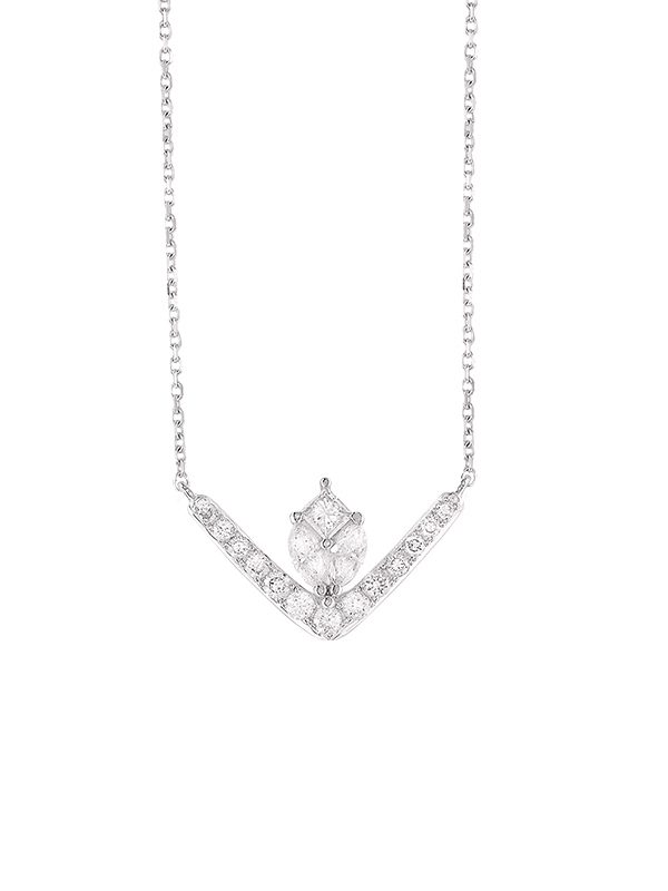 Collier diadème pavage diamants taille brillant, en or blanc 750/1000ème
