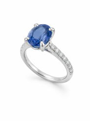 Bague or blanc saphir de Ceylan et diamants