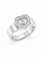 Bague d'occasion Chopard collection happy diamonds icons en or blanc 750/1000ème - coeur en diamants et diamant mobile