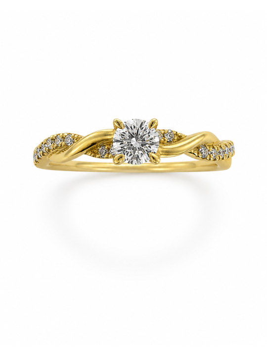 Anneau tressé & diamants