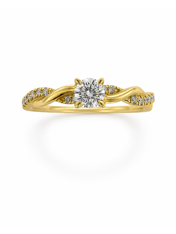 Anneau tressé & diamants