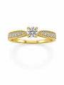 Bague de fiançailles - Solitaire en or jaune 750/1000ème accompagné de diamants sur l'anneau