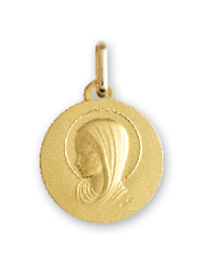 Une médaille vierge à l'auréole en or jaune 750/1000ème diamètre 15 mm