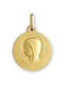 Une médaille vierge à l'auréole en or jaune 750/1000ème diamètre 15 mm