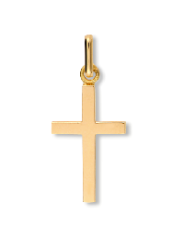 Une croix en or jaune fil plat 750/1000ème de dimensions 18 par 10 mm
