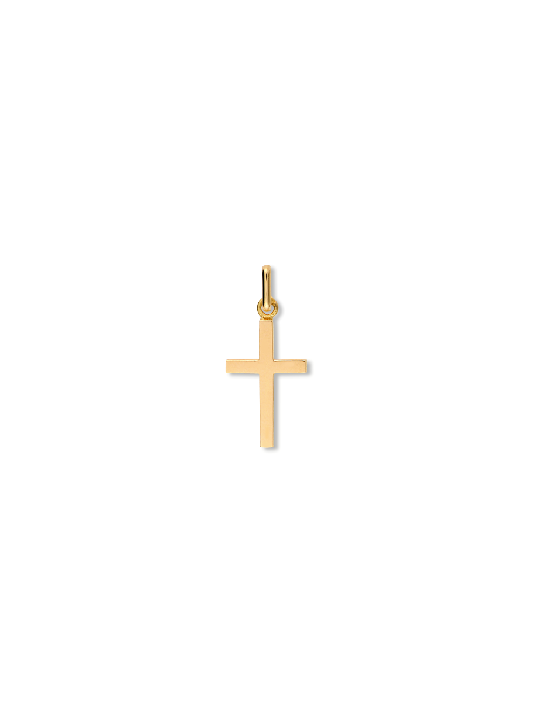 Une croix en or jaune fil plat 750/1000ème de dimensions 18 par 10 mm