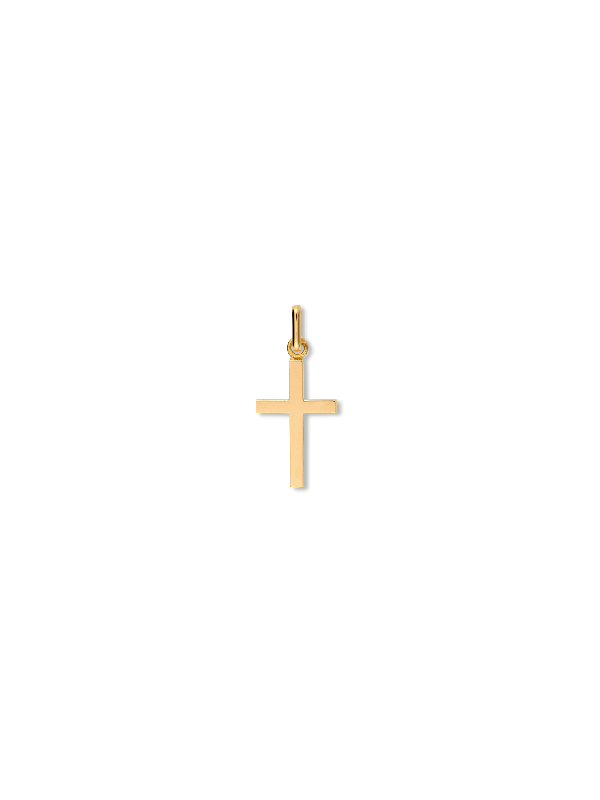 Une croix en or jaune fil plat 750/1000ème de dimensions 18 par 10 mm