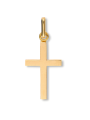Une croix en or jaune fil plat 750/1000ème de dimensions 18 par 10 mm