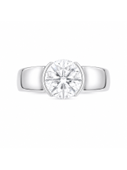 Solitaire taille brillant de 2.46 carats monté en serti mi-clos sur or blanc 750/1000ème