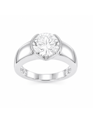 Solitaire taille brillant de 2.46 carats monté en serti mi-clos sur or blanc 750/1000ème