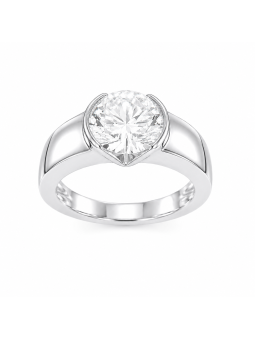 Solitaire taille brillant de 2.46 carats monté en serti mi-clos sur or blanc 750/1000ème