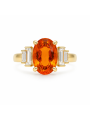 Bague opale de feu ovale et diamants taille baguette