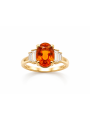 Bague opale de feu ovale et diamants taille baguette