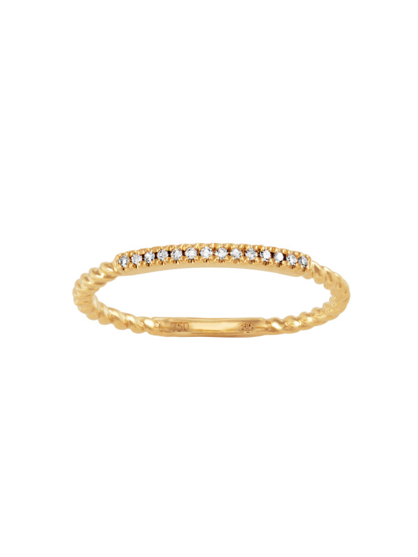 Bague twist diamants barrette or jaune