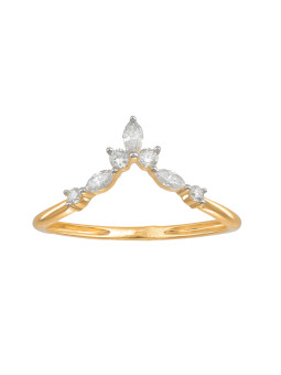 Une bague en or blanc 750/1000ème Composée de diamants "taille brillant" & navettes pour un total de 0.22 carat