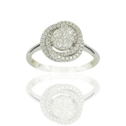 Bague tourbillon de diamants taille brillant sur or blanc 750/1000ème