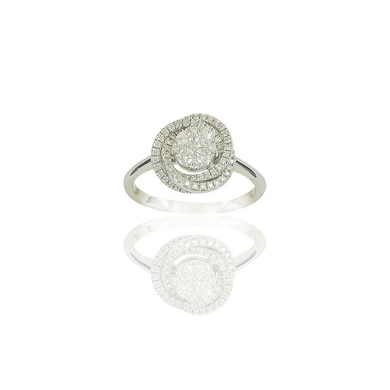 Bague tourbillon de diamants taille brillant sur or blanc 750/1000ème
